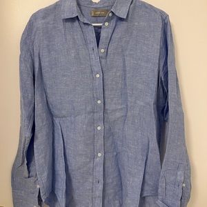 Everlane blue linen long sleeve top sz 4